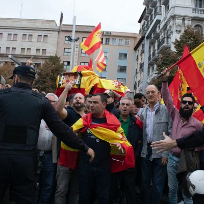 스페인 시위 경찰 사람들