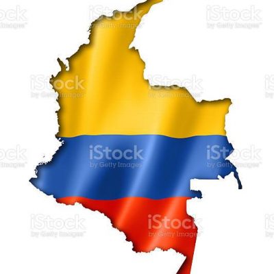 Colombia flag map, three dimensional render, isolated on white 국기 콜롬비아