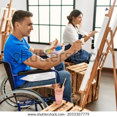 장애인 예술 그림 물감
