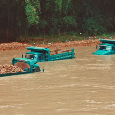 홍수 자연재해 침수 자동차